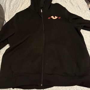True Religion Black Zip Up Sweater